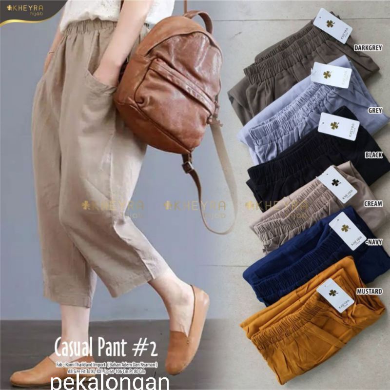 Celana Kulot crop 7/9 linen wanita Korea Bisa COD grosir baju murah wanita kekinian