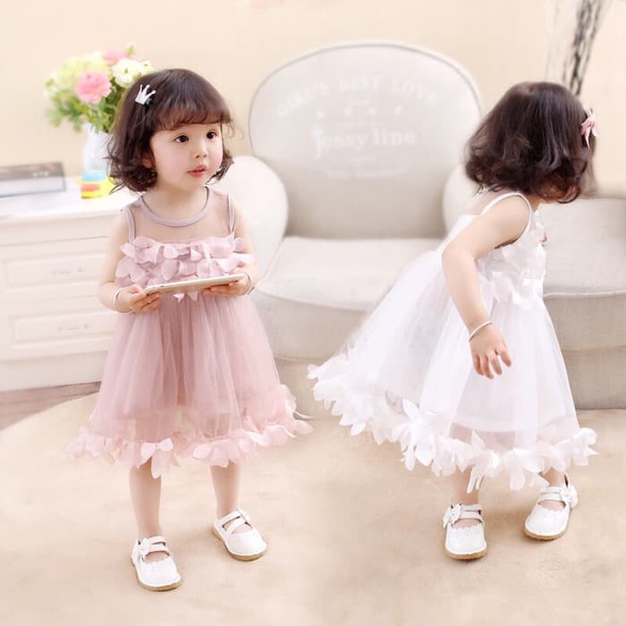 Gaun Anak - Gaun Pesta Bayi Balita Import Dress Baju Ulang Tahun Anak Perempuan - Putih, 2-4Th