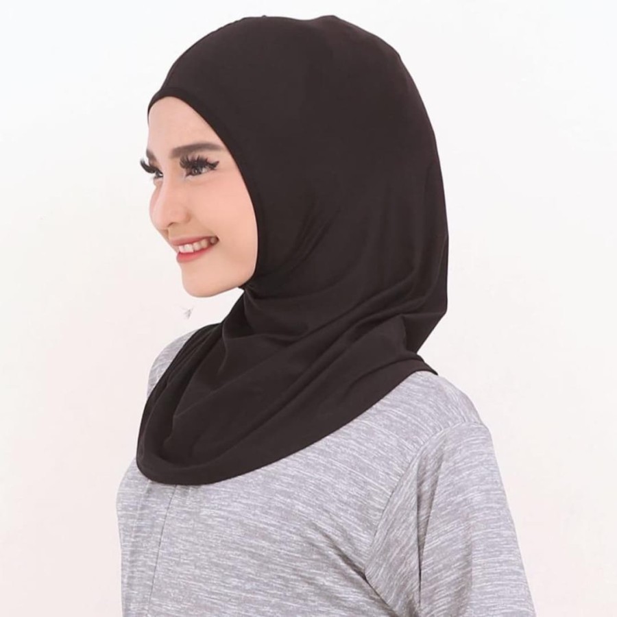 Kerudung Olahraga / Jilbab sport Jersey Warna Hitam
