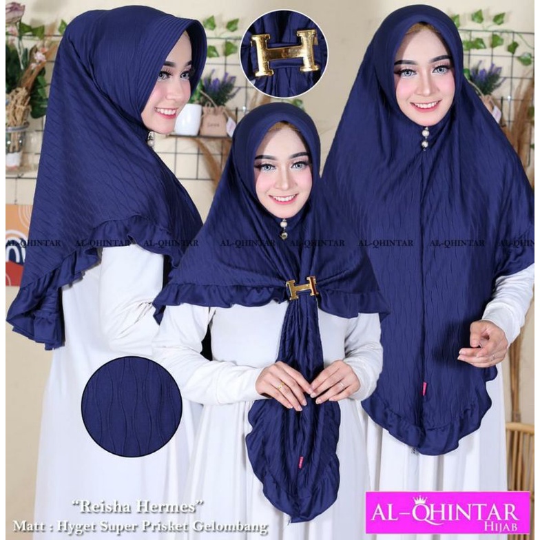 Hijab Instan Plisket Gelombang Hermes Rimpel Free Gesper Ori Alqhintar Hijab