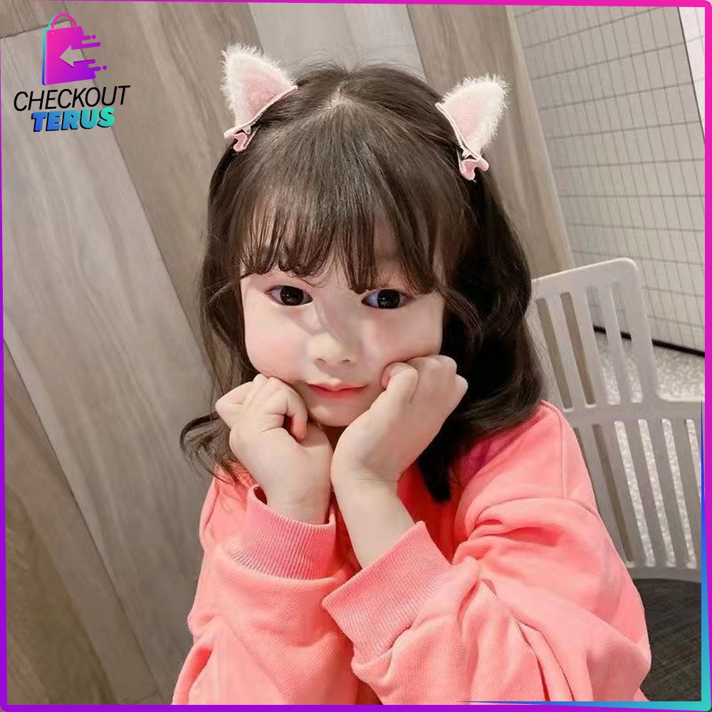 CT C321 C322 Jepit Rambut Pita Anak 2IN1 Gaya Korea Jepit Rambut Princess Motif Kuping Kucing Aksesoris Rambut Anak Perempuan