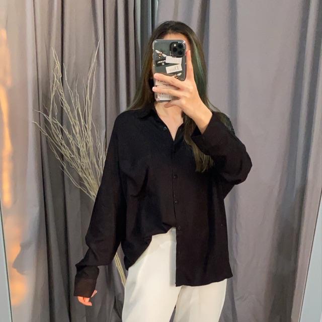 Kemeja Goldy Longshirt Oversize | Baju Wanita Terbaru