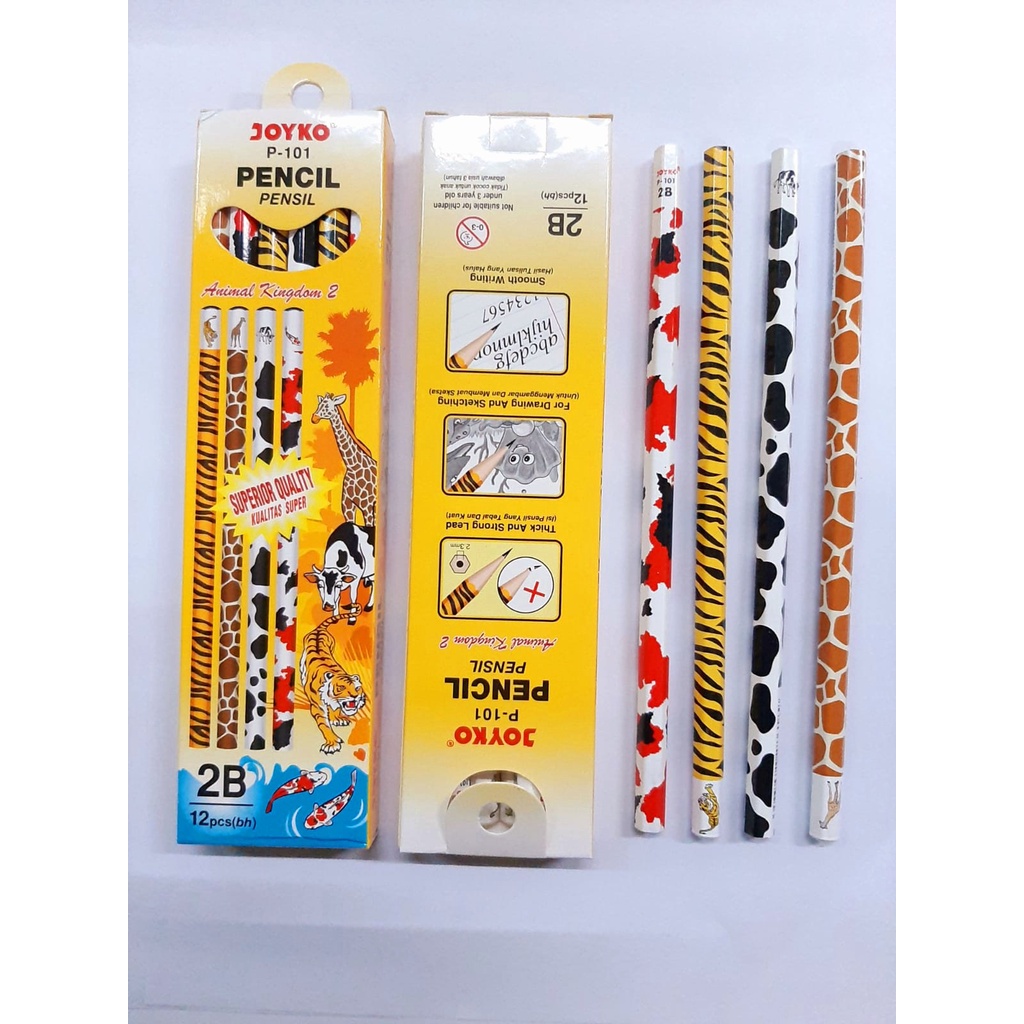 

Pensil Pencil JOYKO 2B P101 Animal Fancy Lucu pensil sekolah 12pcs / pensil Joyko 12 pc P-101 motif hewan lucu / p101