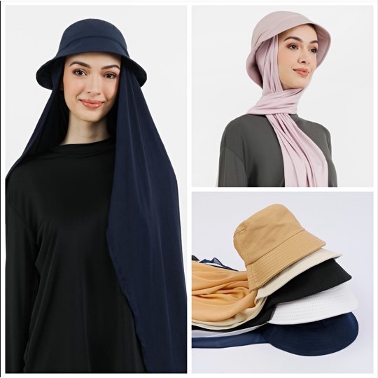 Topi Hijab Bucket Hat Include Kerudung Pashmina by Kakaya Modest Wear
