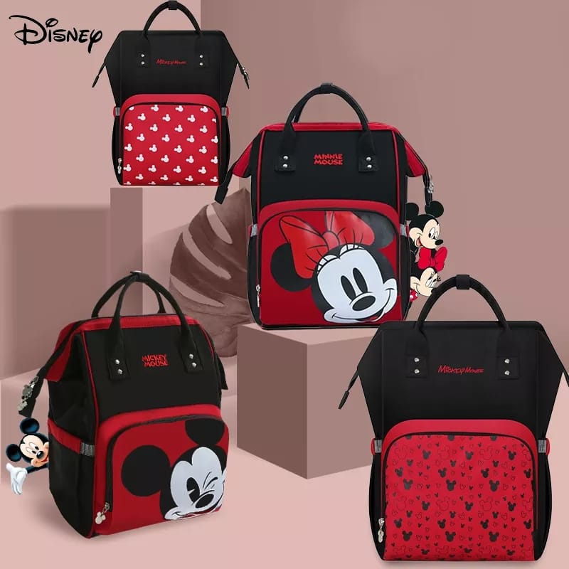 &quot;aurabagss&quot; - Ransel Anak Anello Motif Mickey Merah Hitam / Backpack Anello mickey kanvas Termurah / Ransel Anak Unisex / Backpack Anello Mickey Mouse Terlucu / Tas Anak / Ransel Anak / Diapers Bag