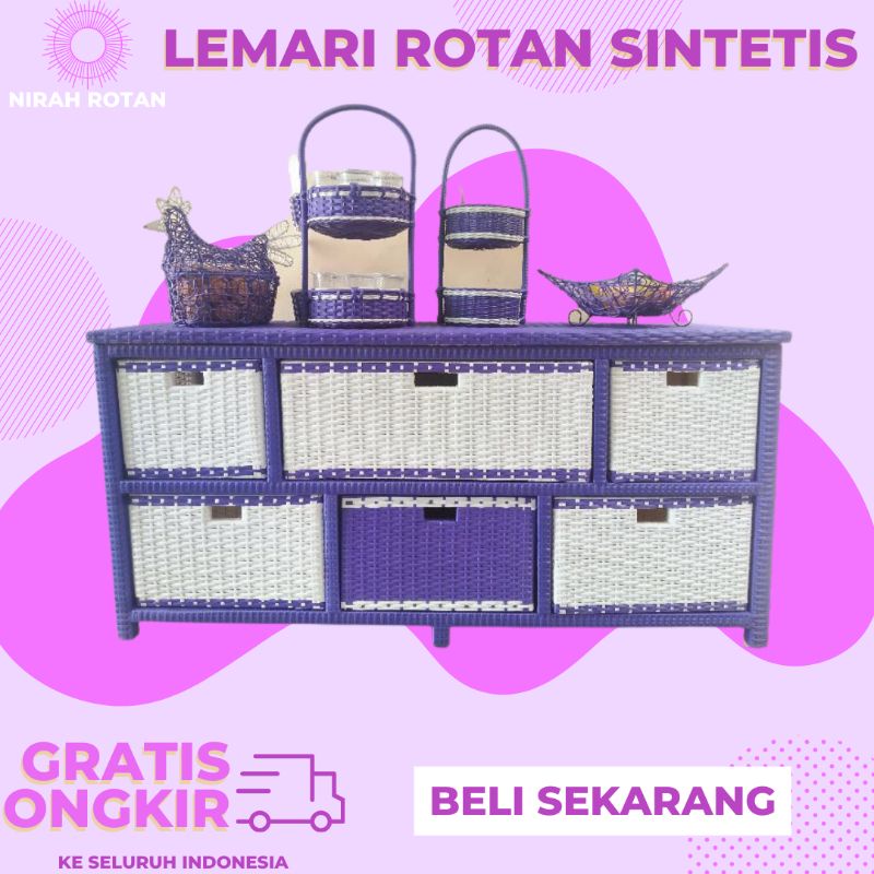 Lemari rotan sintetis rak rotan