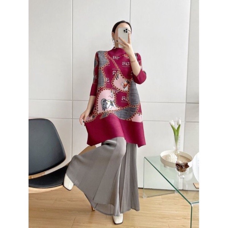 Baju Pleated Importt Naik Turun viral / Blouse Tunik Mini Dress Plisket Pleats Bangkok