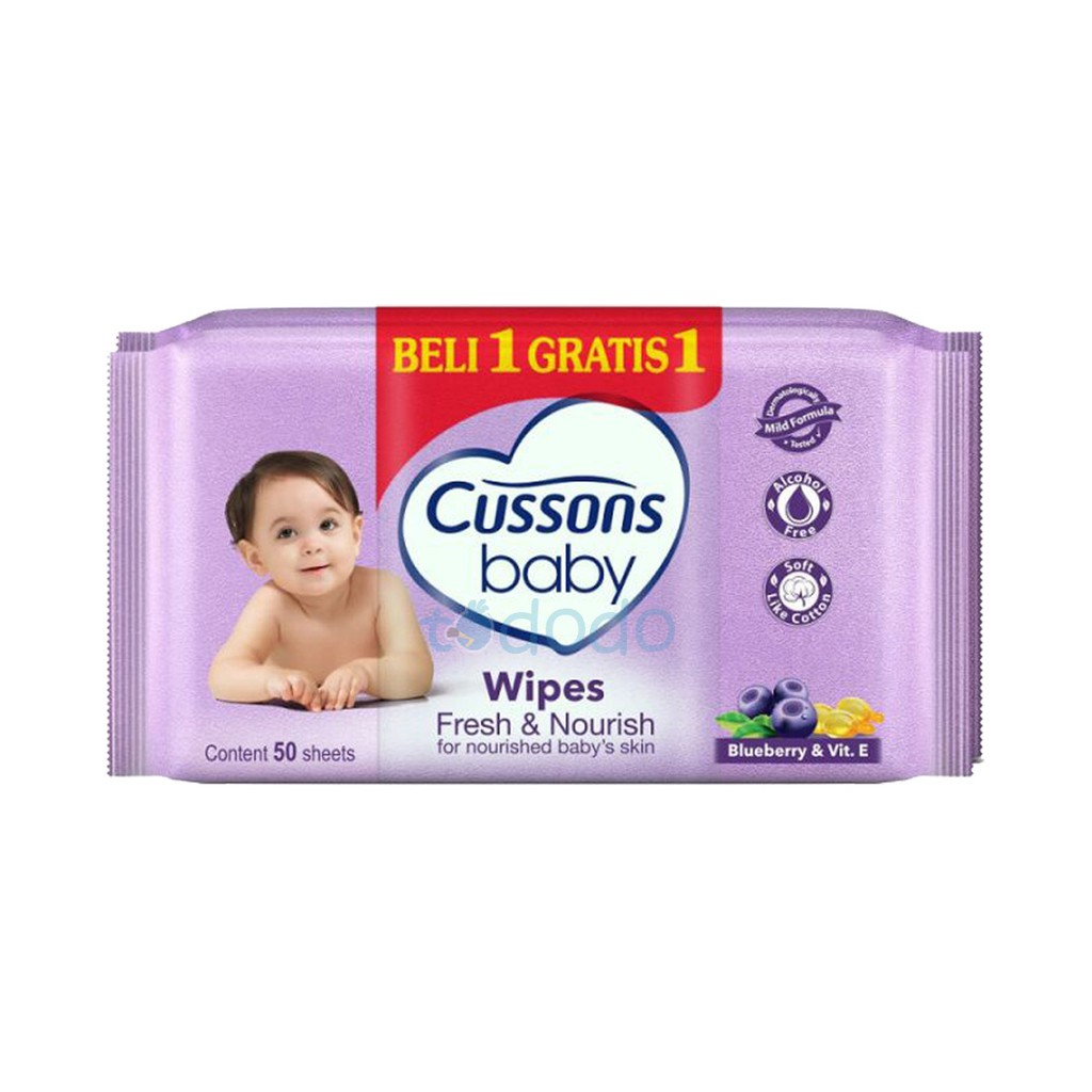 Cussons Wipes 50`s Fresh &amp; Nourish - Tisu Basah Bayi