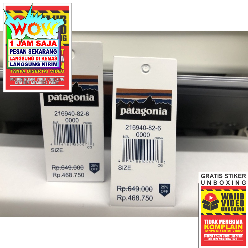 

PATAGONIA BARCODE NEW LABEL PRICE TAG PREMIUM CO 1X DI KIRIM 600PCS