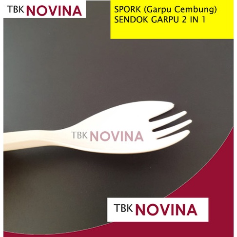 [50 / 100pcs] SPORK Sendok Garpu Plastik Steril / Sendok Garpu 2in1 / Sendok Makan Garpu Makan