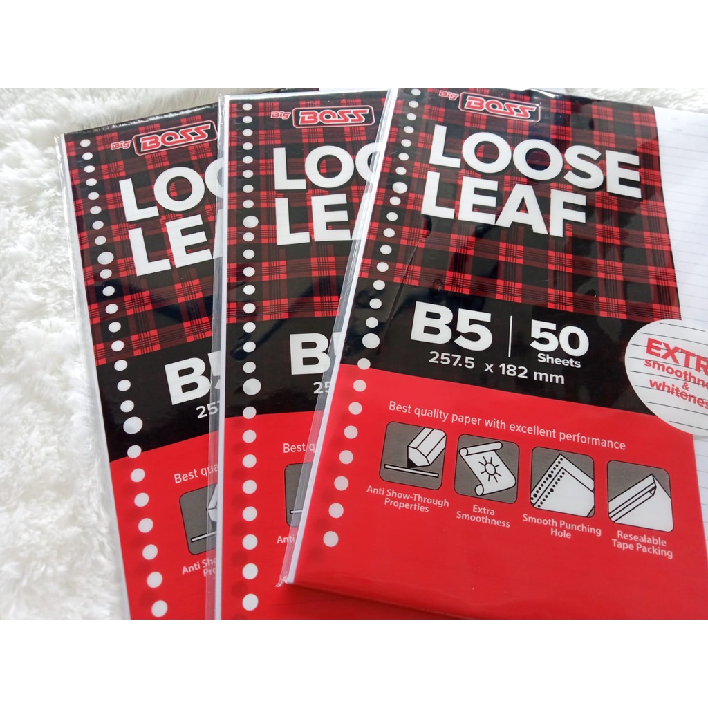 

Refill Binder Loose Leaf B5 Big Boss, 26 Holes - isi 50 Lembar