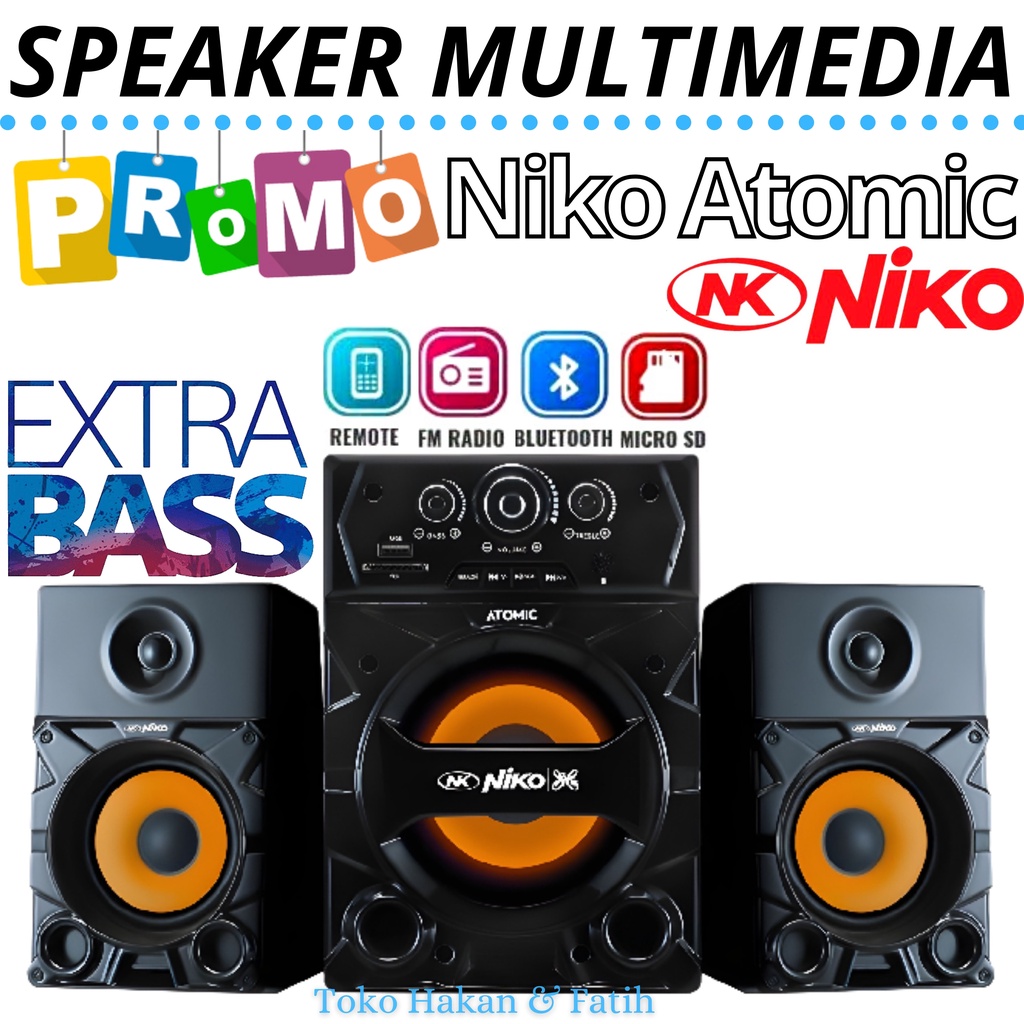 Speaker Bluetooth NIKO ATOMIC - SUARA MANTAP - Speaker Super Bass Niko Slank ATOMIC - Speaker 2.1 Bl