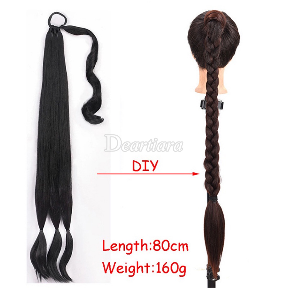 1 PC Wig Rambut Ekstensi Ponytail Model Kepang Bahan Sintetis Untuk Wanita