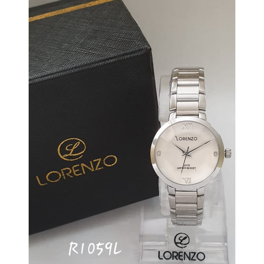 Promo Jam tangan wanita Lorenzo R1059L 1059 Original Rantai Silver White Terlaris