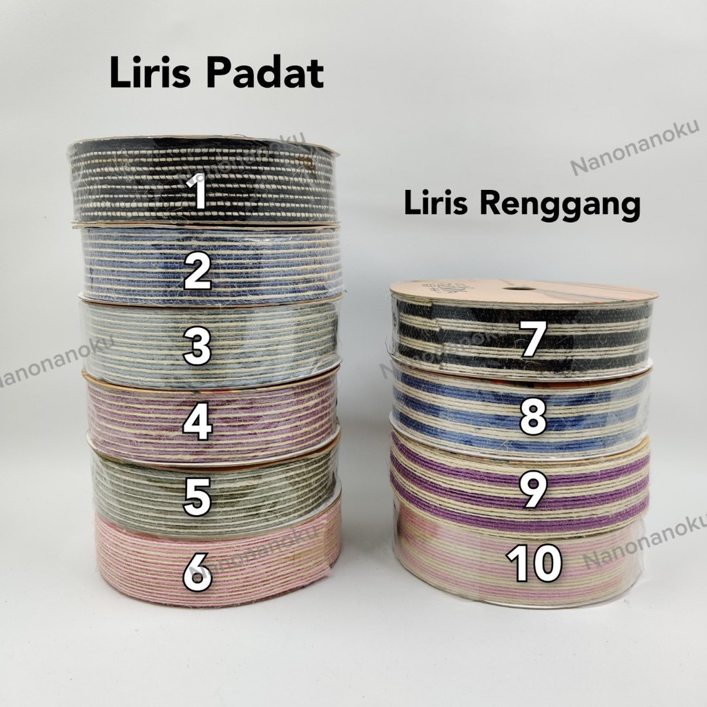 Pita Goni 30 mm Motif Liris Padat dan Renggang