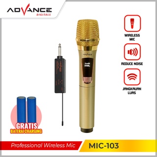 【READY STOCK】Advance Mic-103 Microphone Profesional Mic Wireless Gold Bisa di Charger / Garansi Resmi 1 tahun