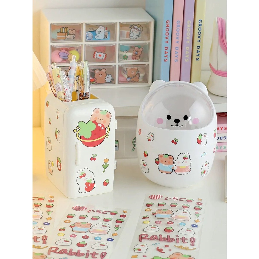 [littlecrab] Stiker 2d Tumblr Aesthetic Kelinci Sticker PVC Korean Rabbit Cute Girl Love Bear Stiker Lucu Dekorasi Gelas Diary DIY Ins Stationary Kit B