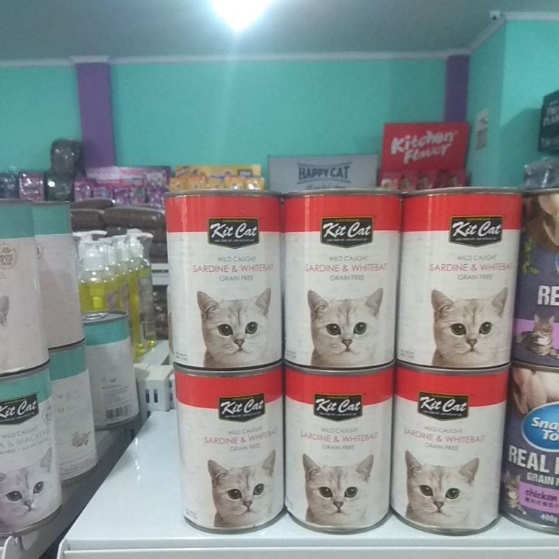 Kit Cat Kaleng Sarden &amp; Whitebait 400 gram Makanan Kucing Basah wet food