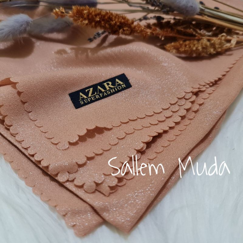 Hijab Segi Empat Azara nur sinar glamour Laser Cut kerudung hijab segiempat glowing 110 x 110-Salem Muda Sinar