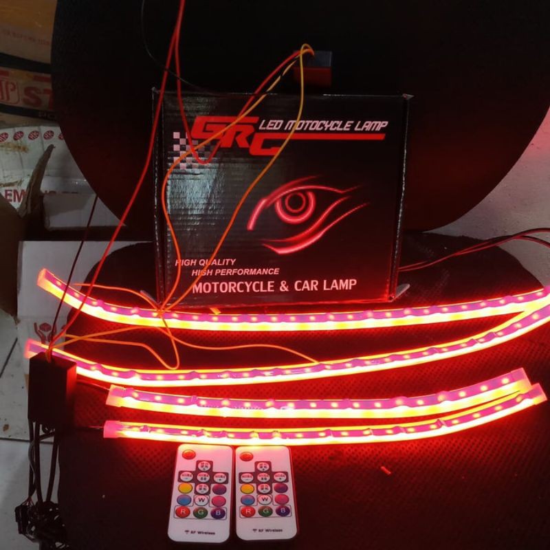 lampu alis led drl 45cm remot 8warna lampu fleksibel slim running sein alis lampu