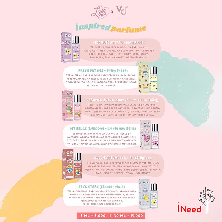 (INEED) (BPOM) LAFALOVA Parfum Roll On 6ml - Inspired Parfume Lafalova x Vichira Roll On 6ml - Parfum Cewe