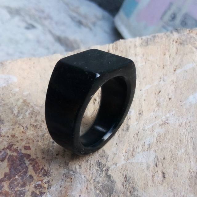 Ring Cincin Giok Black Jade Aceh Natural Model Kotak