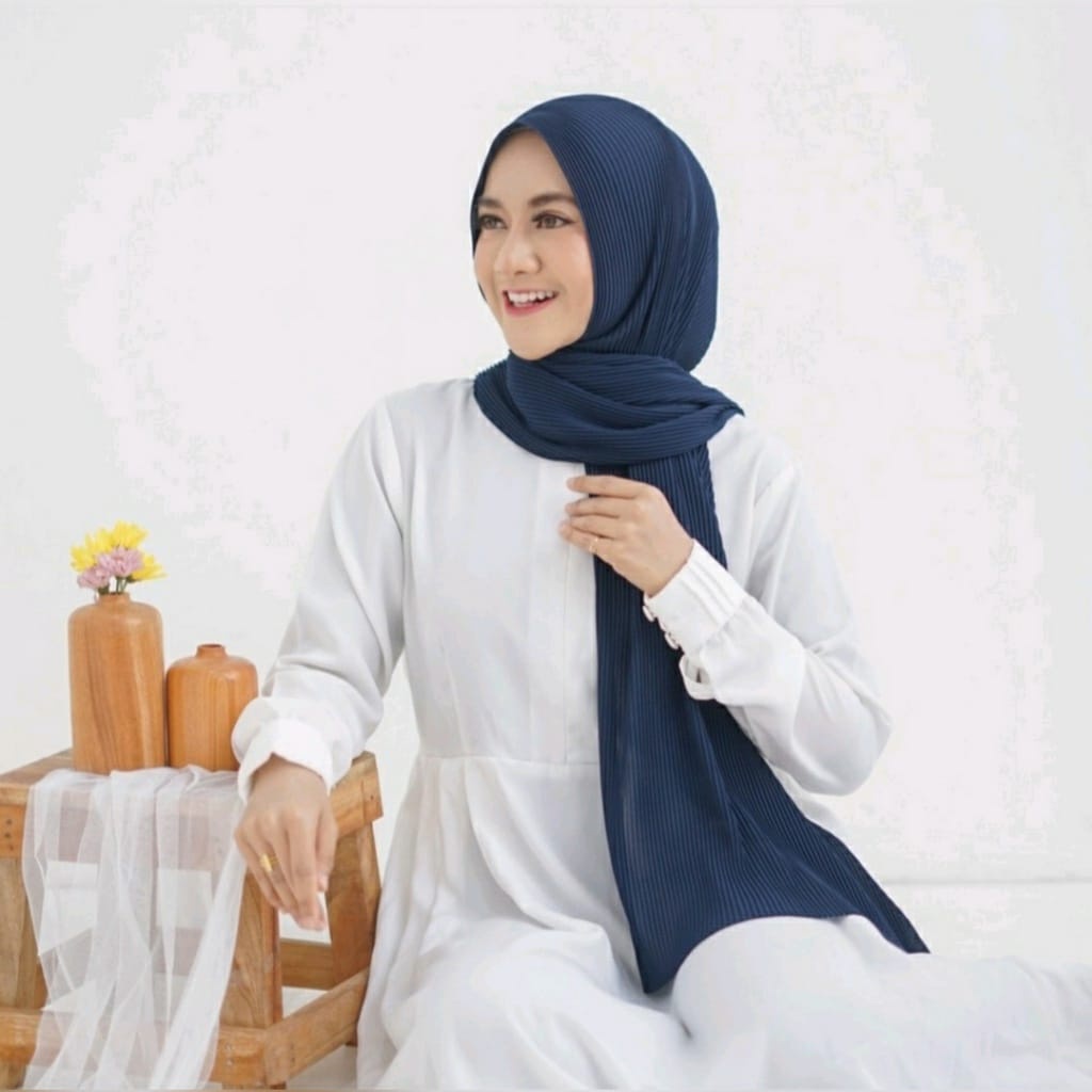 REIRA HIJAB PASHMINA PLIKSET FULL BAHAN CERUTTY BABYDOLL PREMIUM TANPA GARIS TENGAH