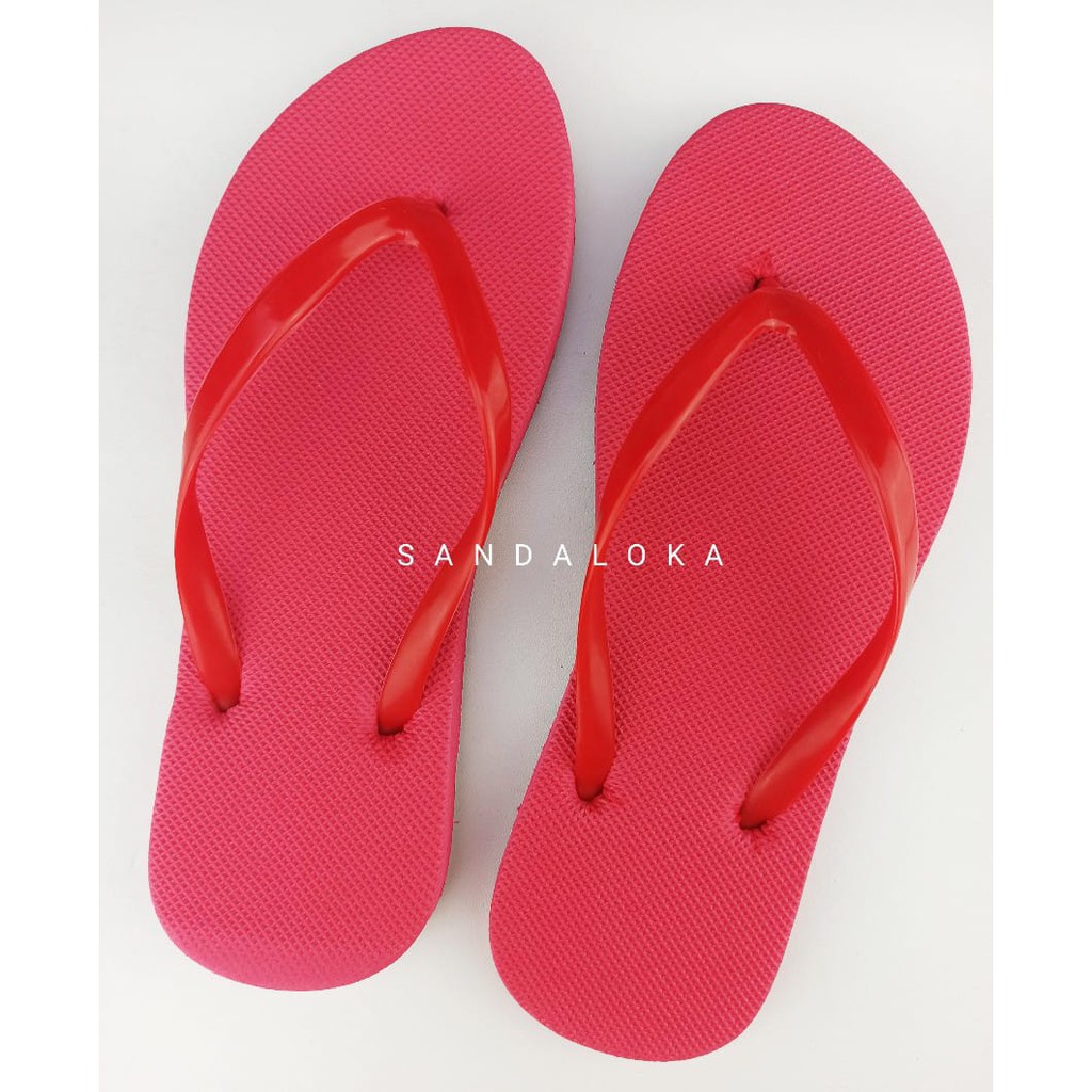 Sandal Jepit Polos Wanita Dewasa | Sendal Cantik Murah Merah Pink Ungu Kuning Orange Hijau Biru Coklat Biru Muda Maroon