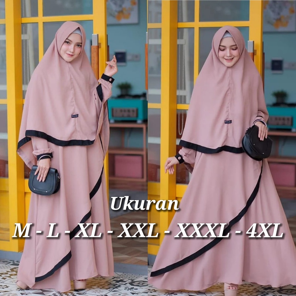 RAHMA SYARI UKURAN 4XL - XXXL - XXL - XL - L - M GAMIS SYARI JUMBO BUSUI TERBARU SET KHIMAR DRESS POLOS GAMIS SYAR'I BIG SIZE KONDANGAN TERLARIS PESTA TERMURAH BERKUALITAS DRESS PLUS HIJAB GAMIS UMROH HAJI
