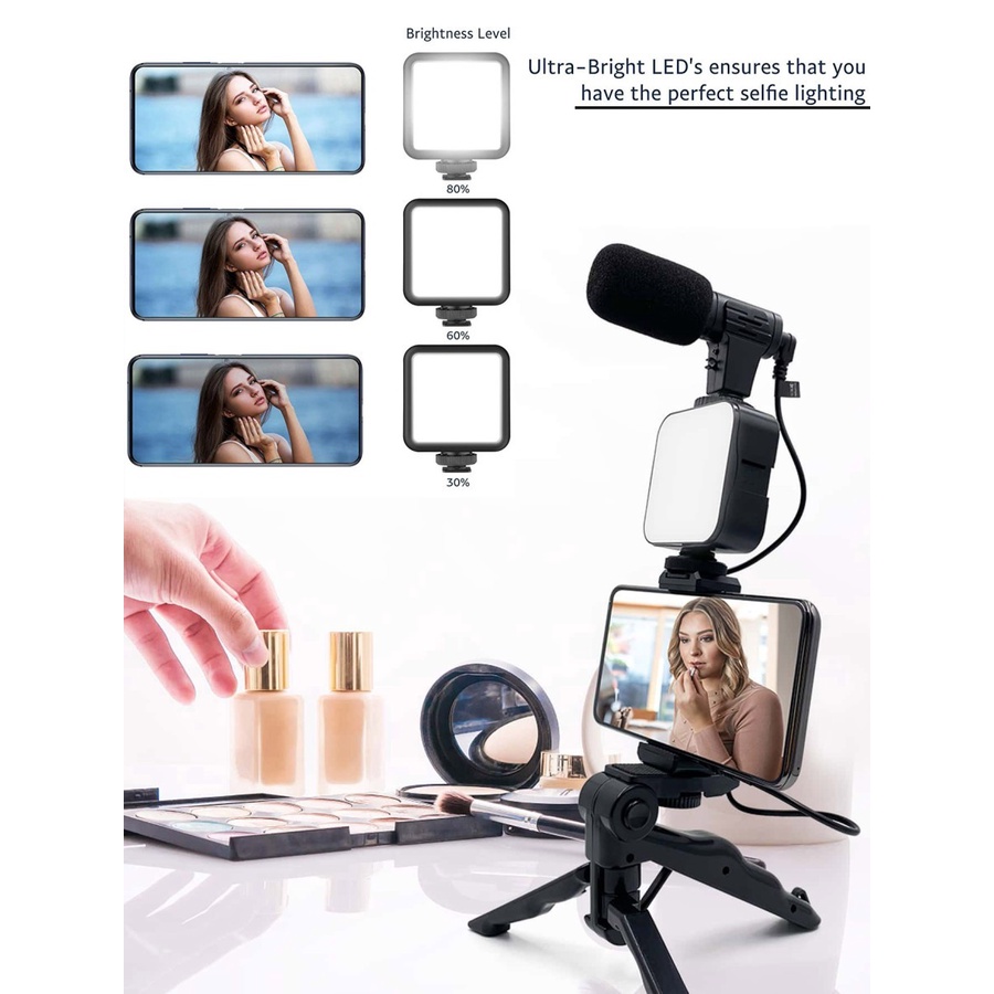 Vlogging Kit 6 in 1 With Tripod Lightning Mic Remote PK-771