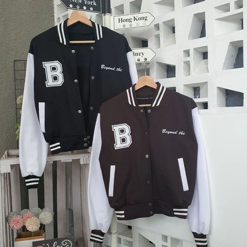 Jaket Baseball Varsity Wanita Oversize Size M.L.XL | B Beyond Baseball Jaket Wanita | Jaket Baseball | Varsity Jaket Baseball Korea