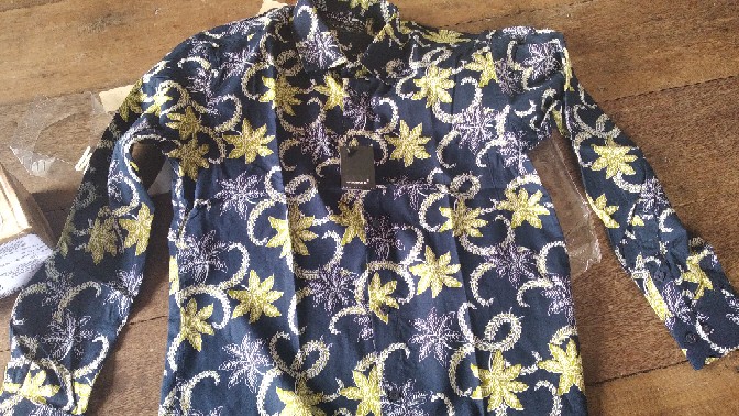 Kemeja Batik Pria Lengan Panjang Bl63 Katun Motif Modern Dixmont Semi Slimfit