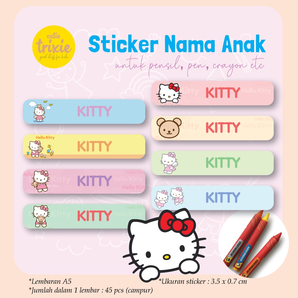 

Sticker Label Nama Anak Pensil HELLO KITTY
