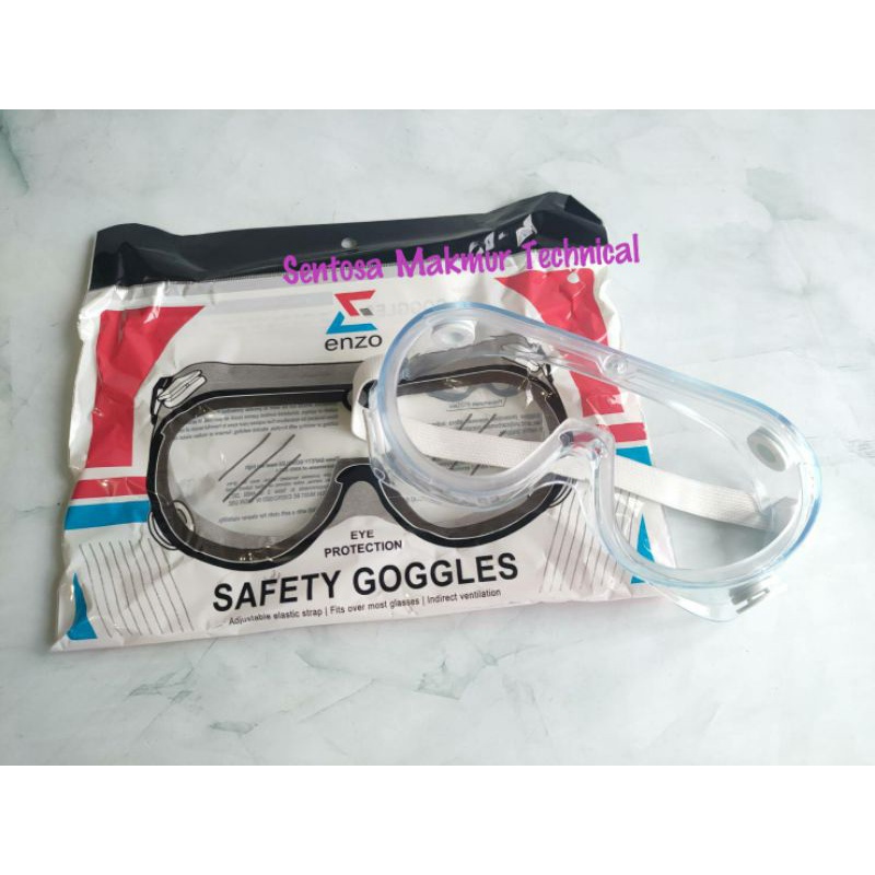 ENZO Safety Goggles Goggle Kacamata Kaca Mata Pelindung APD Karet Elastis