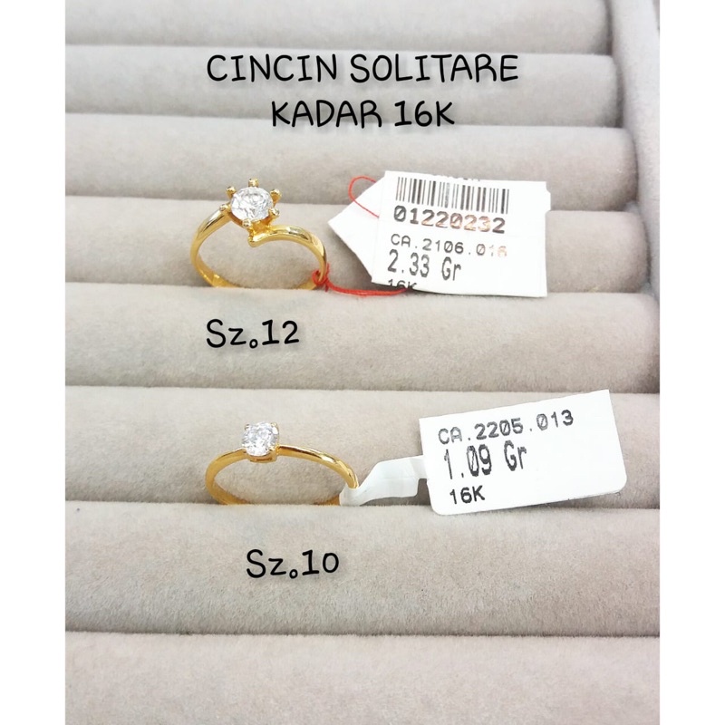 Cincin solitaire dewasa wanita kadar 700/16karat simpel ringan