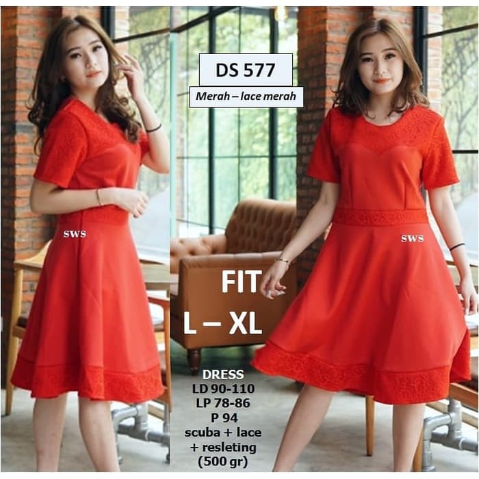 Seds577 Dress Pesta Flare Lace Brukat Hitam Bodycon Sepan Murah Grosir