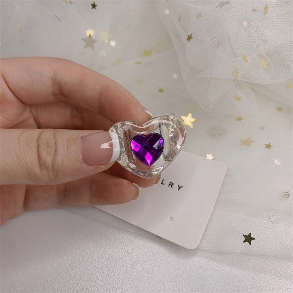 Needway  Geometric Finger Rings Funny Fashion Jewelry Resin Ring Women Transparent Love Korean Personality Girls Acrylic/Multicolor