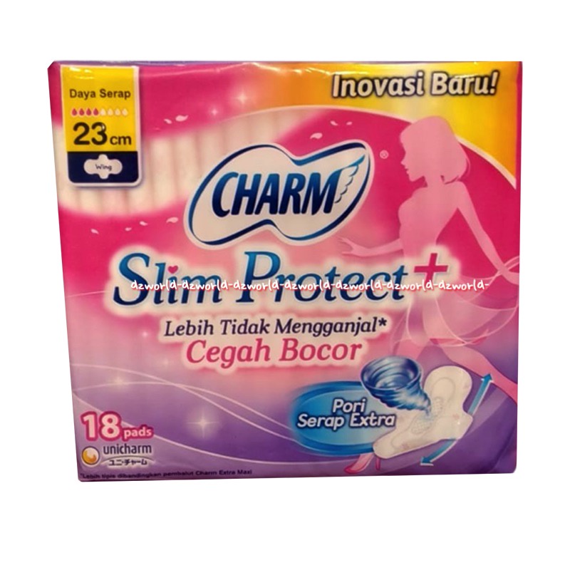 Charm Slim Protect Pembalut Anti Bocor 18Pads 23cm Pembalut Wanita Anti Bocor Charms Kao Kemasan Pink