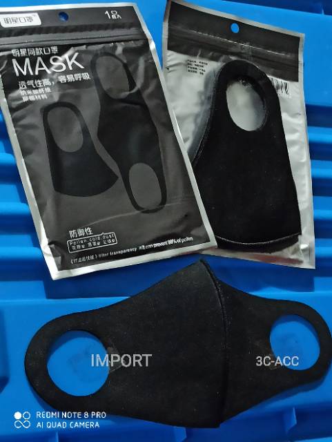 Masker Hitam SPONGE IMPORT MASK bisa dicuci IDOL FASHION K-POP KPOP