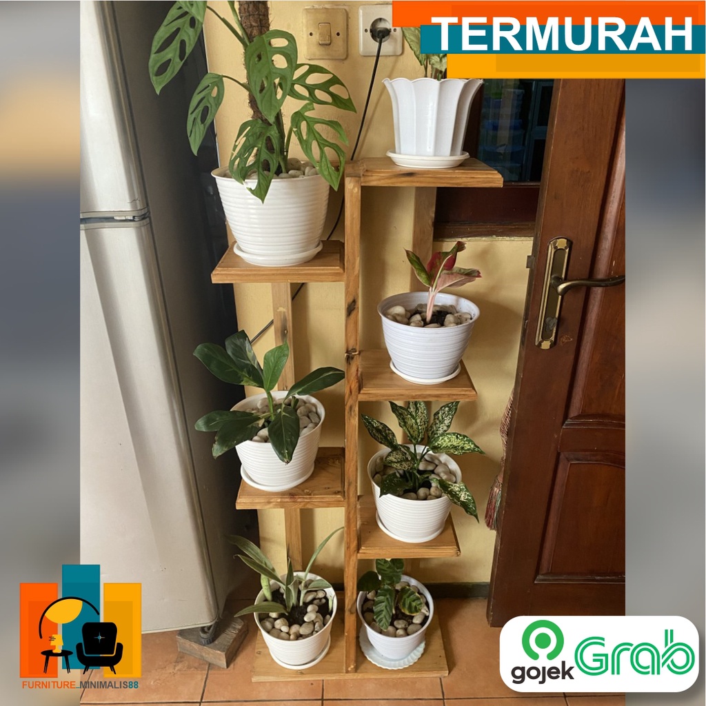 Rak Bunga Susun TERMURAH  Rak Kayu Minimalis | Rak Bunga Kayu | Rak Bunga Tingkat | Rak Bunga Aglone