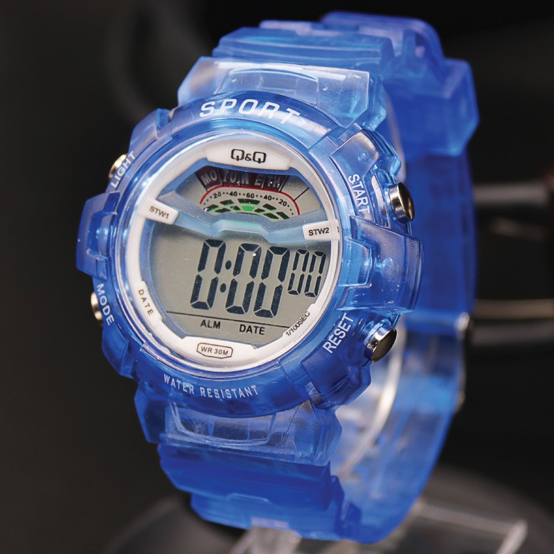 Jam Tangan Wanita tahan air Jelly Transparan Q&Q Ruber digital led
