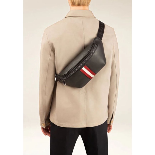 [SG] BALLY HAKAB Leather Bum Bag In Black