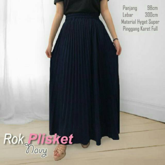 Rok plisket karet pinggang