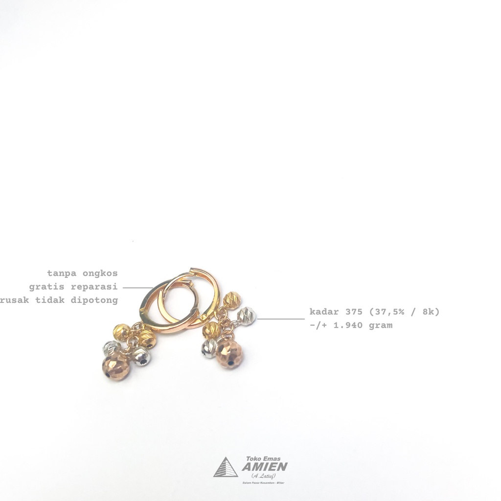 Toko Emas Amien Anting Emas Asli UBS Kadar 375 (37,5% / 8K) 1.940 Gram - Gondel Anak Bayi Gipsy Bula