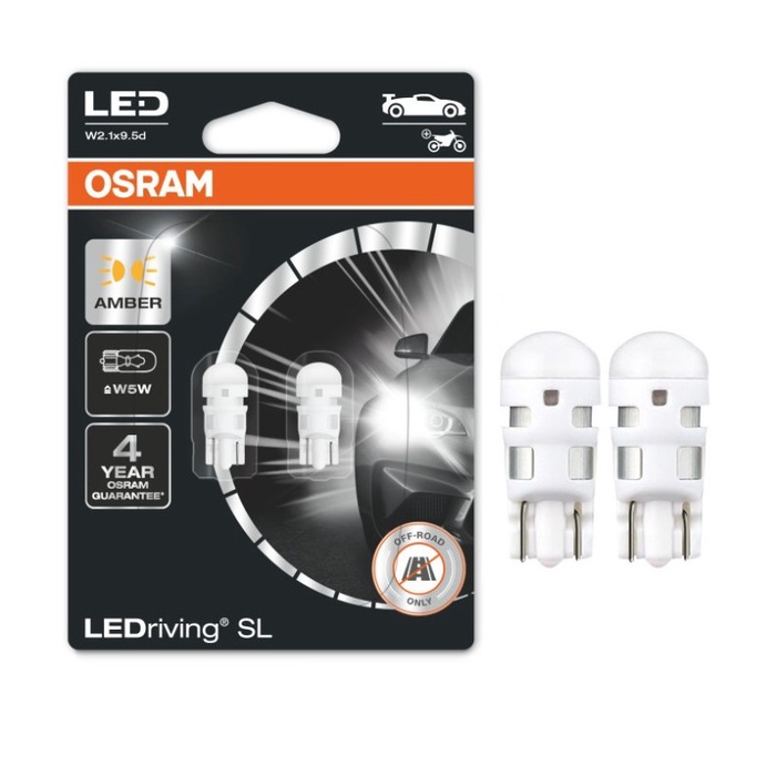 OSRAM - LED T10 - W5W - KUNING - 1 WATT - 12V - LAMPU SENJA
