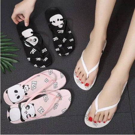 SENDAL JEPIT SPON MOTIF PANDA MURAH BISA COD