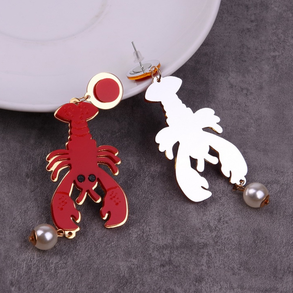 Hu Hu Hu Hu Hu Alat Bantu Pasang Kacamata♡ Anting Tusuk Gantung Statement Bahan Akrilik Desain Lobster / Gurita / Mutiara Imitasi Kreatif Untuk Wanita