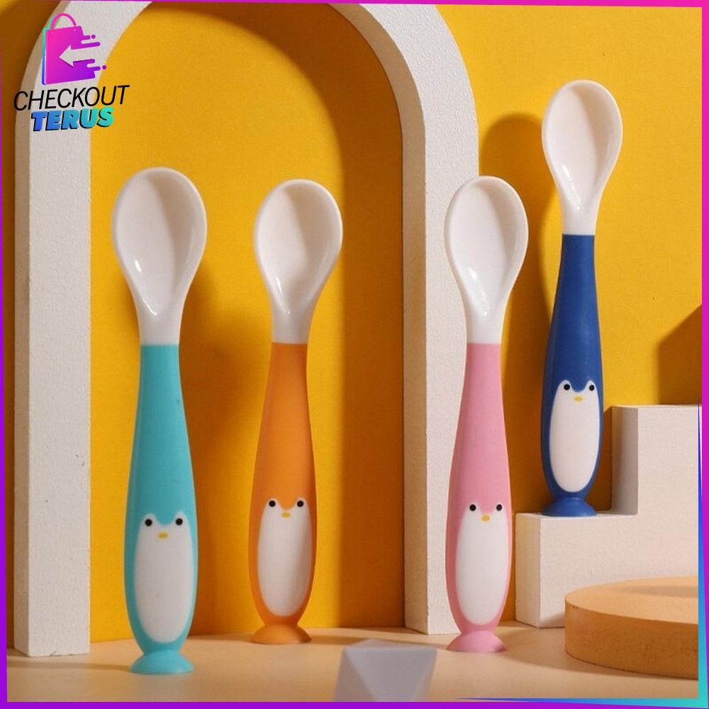 CT C345 Sendok Makan Bayi Sendok Bengkok Bayi Perlengkapan Bayi Sendok Garpu Set Anak Bayi Sendok Makan Bayi Silikon Fleksibel Spoon BPA Free