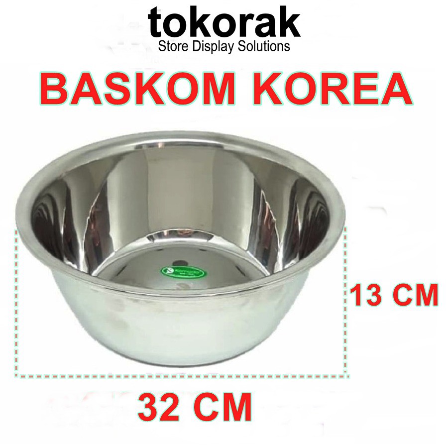 BASKOM KOREA STAINLESS STEEL TEBAL 32 CM KOMODO - BASKOM TEMPAT ADONAN