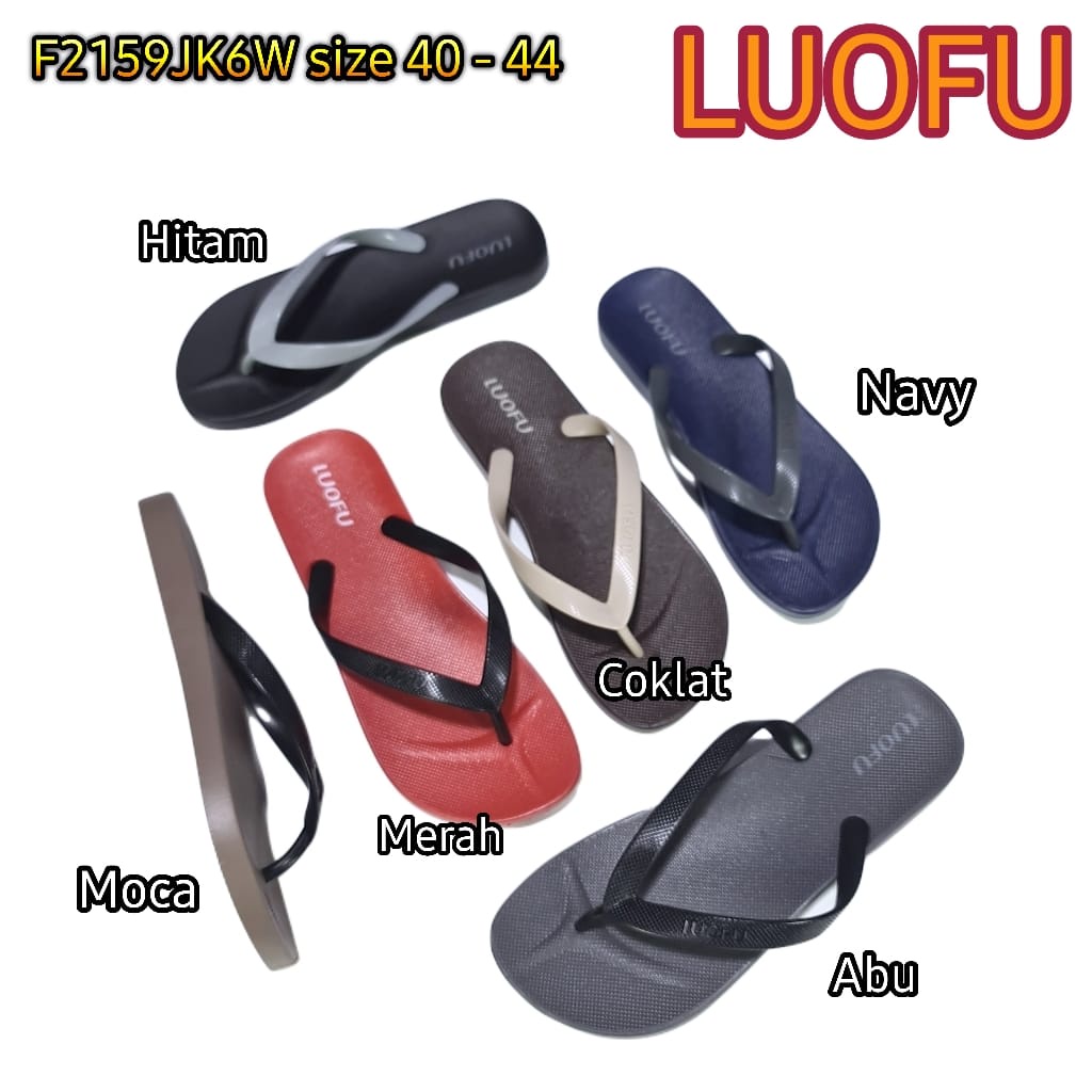 LUOFU ORIGINAL jelly sandal karet empuk murah jepit pria import size 40 - 44 sendal cowok F2159JK6W